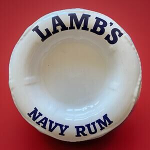 Vintage Lambs Navy Rum Snack Dish 9" Dia. Trinket Bretby Life Preserver